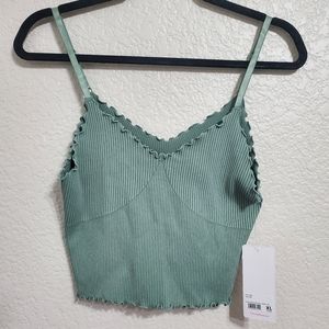 Yogalicious Rib Seamless Kendall Crop Tank Cami Top Green Size X-Large